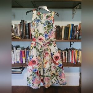 Danny & Nicole Floral Midi Dress in Pink, Blue, Green